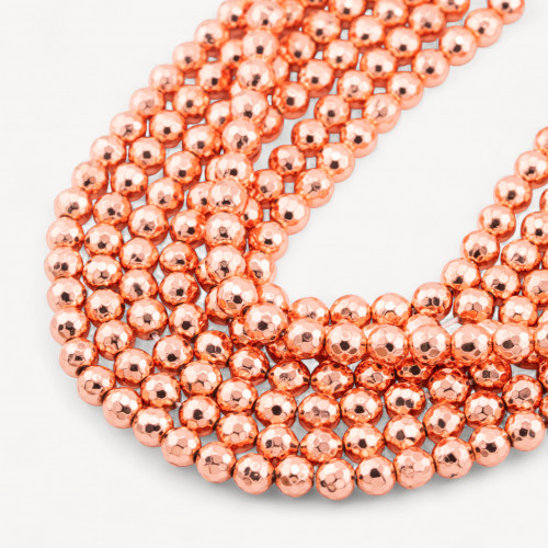 Rose Gold Hematite Faceted Round Bead 8mm