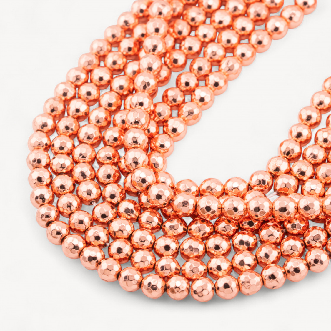 Facettierte, runde Perle aus roségoldenem Hämatit, 8 mm-HEMATIT | Worldofjewel.com