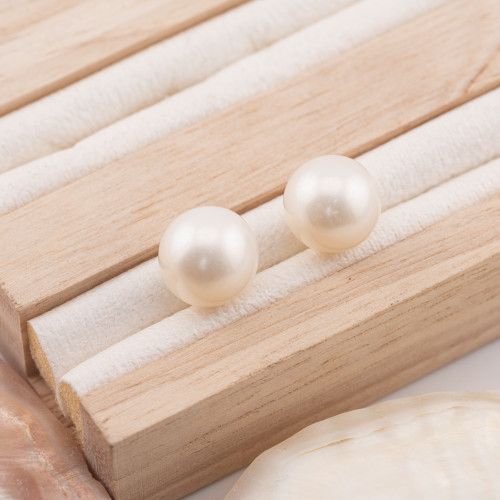 River Pearls 1 Hole Round (AAAAA) 11.5-12.0mm 1 Pair White