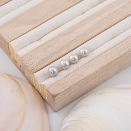 River Pearls 1 Τρύπα Στρογγυλά (AAAA) 6.0-6.5mm 12 Ζεύγη Λευκά