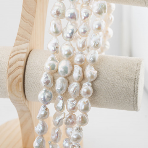 Perles de rivière baroques en forme de goutte (FWX) 65-70 g blanches