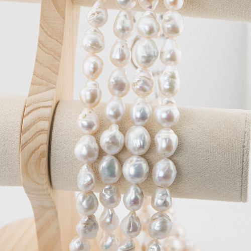 Perles de rivière baroques en forme de goutte (FWX) 80-85 g blanches