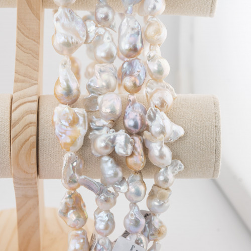 Barocke, tropfenförmige Flussperlen (NHA) 95–100 g Weiß