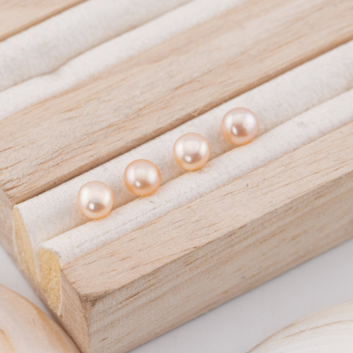 Κουμπιά River Pearl Cabochon 1 Τρύπα (AAAA) 5.5-6.0mm 12 Ζεύγη Ροζ