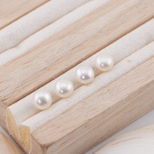 Boutons de perle de rivière cabochon 1 trou (AAAA) 6,5-7,0 mm 12 paires Blanc