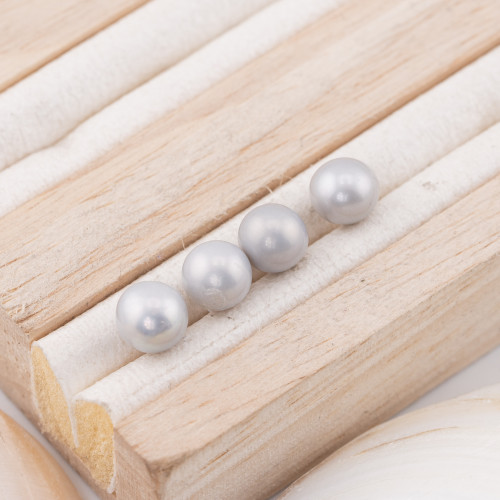 Κουμπιά River Pearl Cabochon 1 Τρύπα (AAAA) 6.5-7.0mm 12 Ζεύγη Γκρι