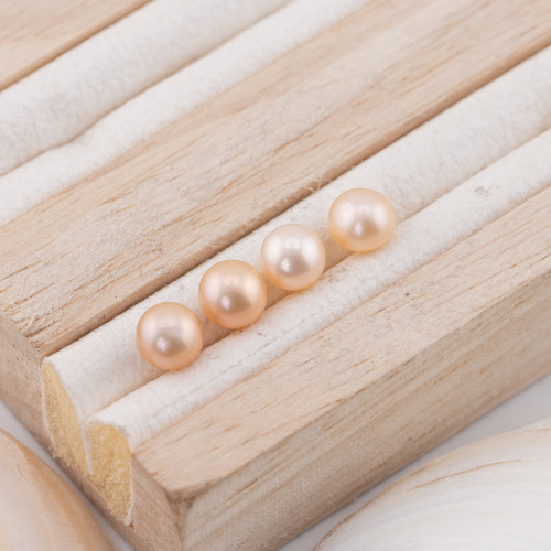 Κουμπιά River Pearl Cabochon 1 Τρύπα (AAAA) 6.5-7.0mm 12 Ζεύγη Ροζ