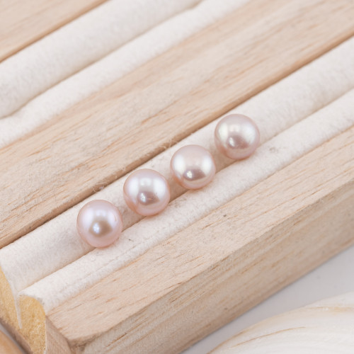 River Pearl Buttons Cabochon 1 Hole (AAAA) 7.0-7.5mm 12 Pairs Lilac