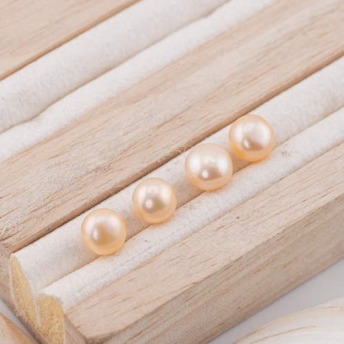 River Pearl Knöpfe, Cabochon, 1 Loch (AAAA), 7,0–7,5 mm, 12 Paar, Rosa