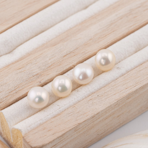 River Pearl Buttons Cabochon 1 Hole (AAAA) 7.5-8.0mm 12 Pairs White