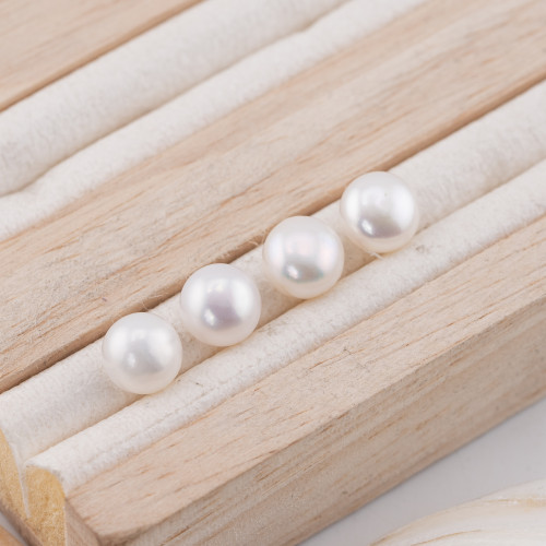 Boutons de perle de rivière cabochon 1 trou (AAAA) 8,0-8,5 mm 12 paires Blanc