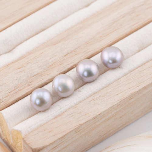 Κουμπιά River Pearl Cabochon 1 Τρύπα (AAAA) 8.0-8.5mm 12 Ζεύγη Γκρι