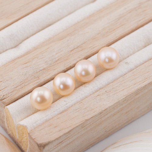 Κουμπιά River Pearl Cabochon 1 Τρύπα (AAAA) 8.0-8.5mm 12 Ζεύγη Ροζ