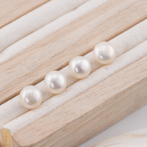 River Pearl Knöpfe, Cabochon, 1 Loch (AAAA), 8,5–9,0 mm, 10 Paar, Weiß