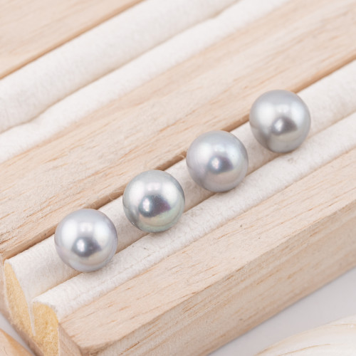 Boutons cabochons en nacre de rivière, 1 trou (AAAA), 9,0-9,5 mm, 10 paires, gris