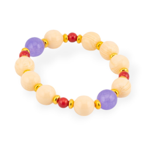 Stretch-Armbänder aus Hartsteinen, Harz und Messing, violetter Jade