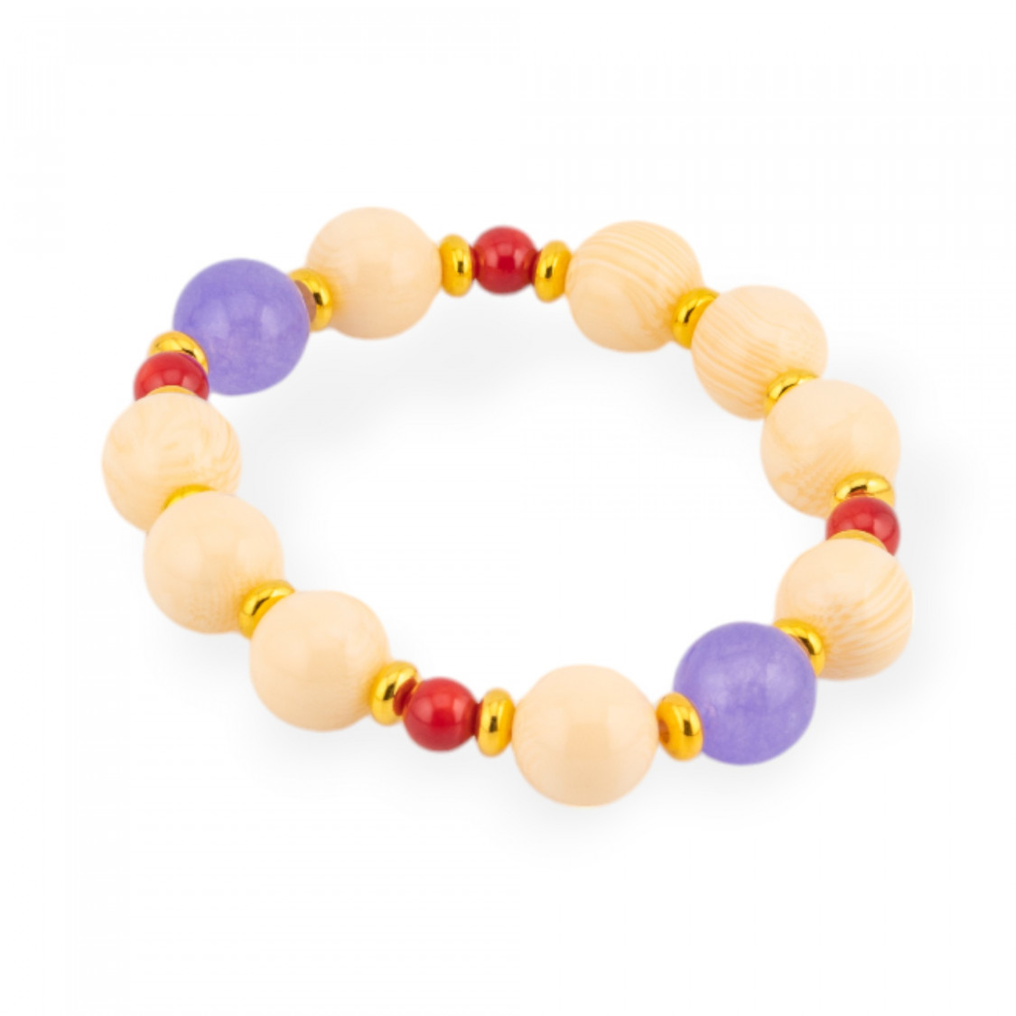 Bracelets extensibles en pierres dures, résine et laiton, jade violet-PIERRES DURES ET PERLES DE RIVIÈRE | Worldofjewel.com