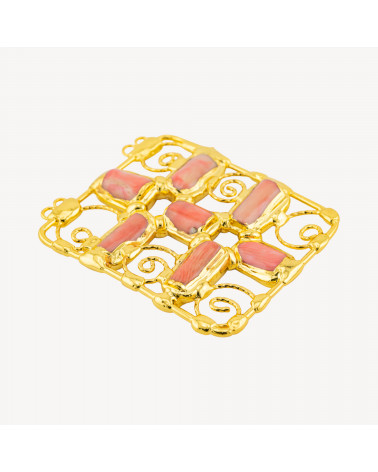 Componente Centrale Con Perline, Pietre Dure Dorate-COMPONENTI DI PIETRE DURE | Worldofjewel.com