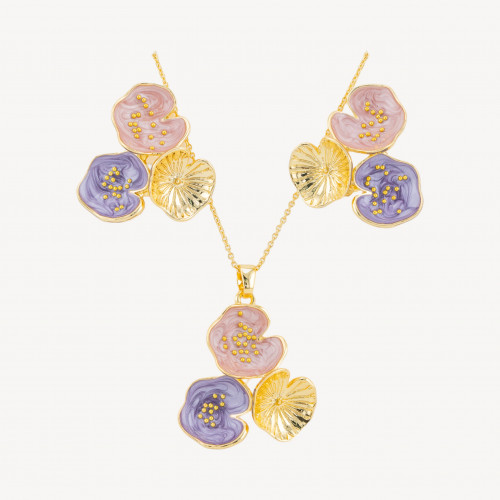 Isabella Collection Enamelled Jewelry Set, 1pc, Purple, Pink, and Gold Nymph