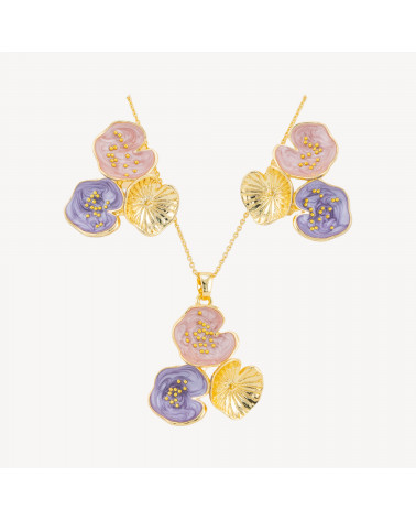 Parure Bijoux Smaltato Collezione Isabella 1pz Ninfa Viola, Rosa e Dorato-ORECCHINI BRONZO COLLEZIONE ISABELLA | Worldofjewel.com