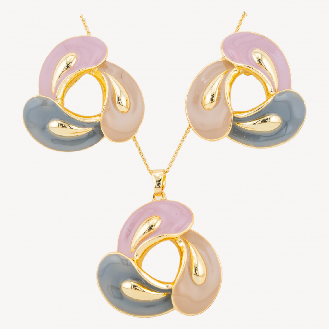 Parure Bijoux Smaltato Collezione Isabella 1pz Petali Rosa, Beige e Blu-ORECCHINI BRONZO COLLEZIONE ISABELLA | Worldofjewel.com