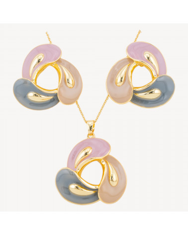 Parure Bijoux Smaltato Collezione Isabella 1pz Petali Rosa, Beige e Blu-ORECCHINI BRONZO COLLEZIONE ISABELLA | Worldofjewel.com