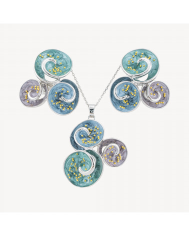 Parure Bijoux Smaltato Collezione Isabella 1pz Spirali Blu, Verde e Viola-ORECCHINI BRONZO COLLEZIONE ISABELLA | Worldofjewel.com