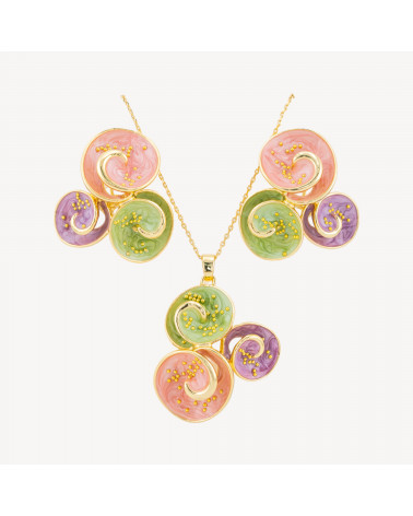 Parure Bijoux Smaltato Collezione Isabella 1pz Spirali Rosa, Viola e Verde-ORECCHINI BRONZO COLLEZIONE ISABELLA | Worldofjewel.com