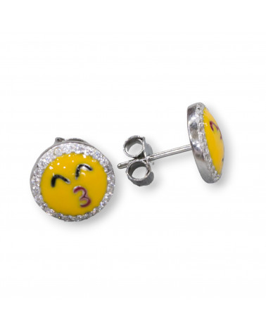 Orecchini Di Argento 925 Emoji E Zirconi 10mm MOD1-PLATA 925 DISEÑO ITALIA | Worldofjewel.com