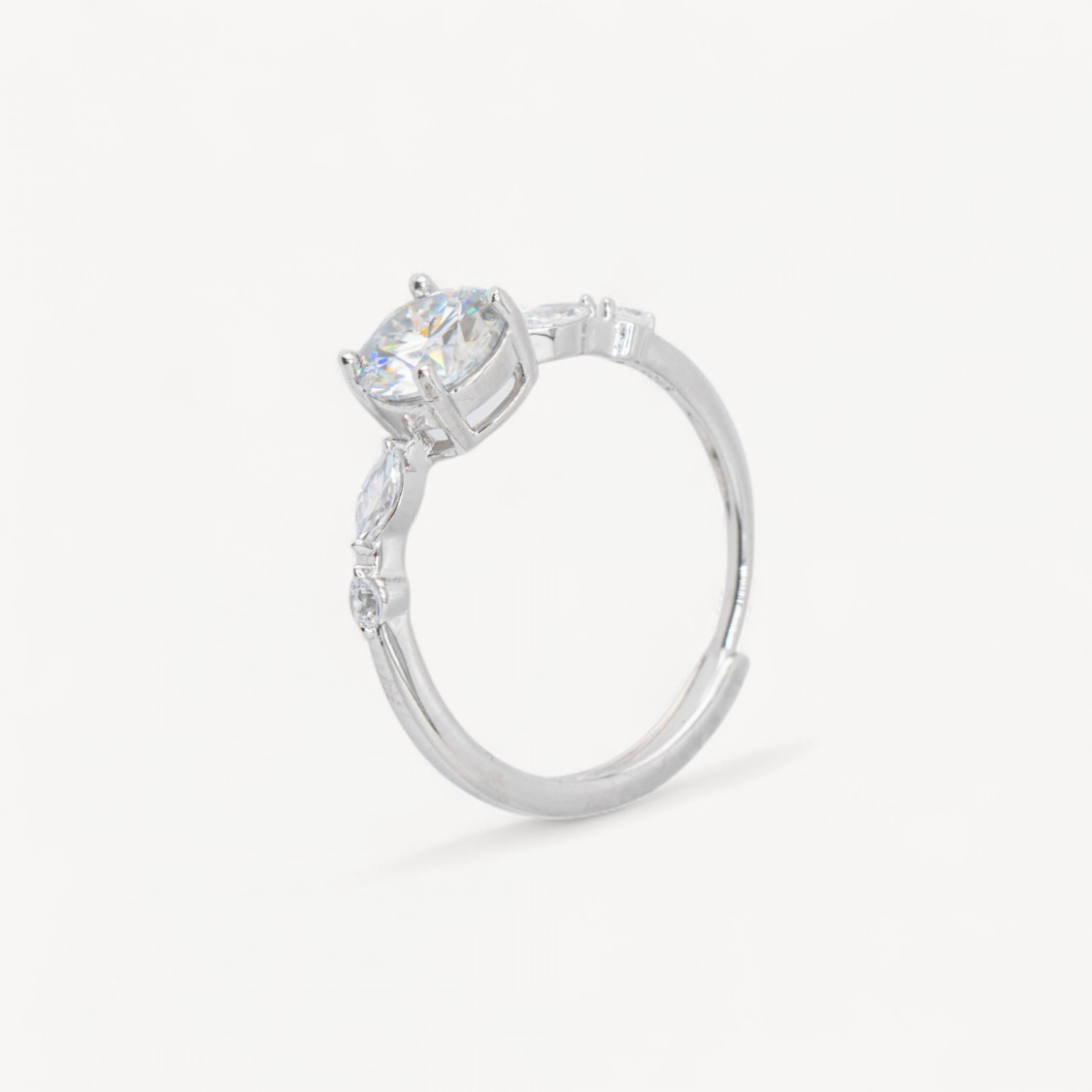 Anello In Argento 925 Con Moissanite MOD1452 Rodiato-RINGE AUS 925 SILBER | Worldofjewel.com