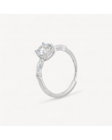 Anello In Argento 925 Con Moissanite MOD1452 Rodiato-RINGE AUS 925 SILBER | Worldofjewel.com