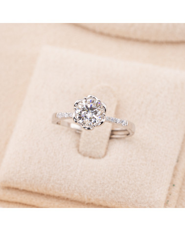 Anello In Argento 925 Con Moissanite MOD1443 Rodiato-ANELLI IN MOISSANITE E ARGENTO 925 | Worldofjewel.com