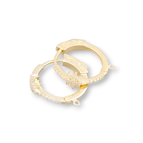 Ohrringverschlüsse aus 925er Sterlingsilber mit Zirkonia-Ohrhaken (7 x 18 mm), 2 Paar, Gold