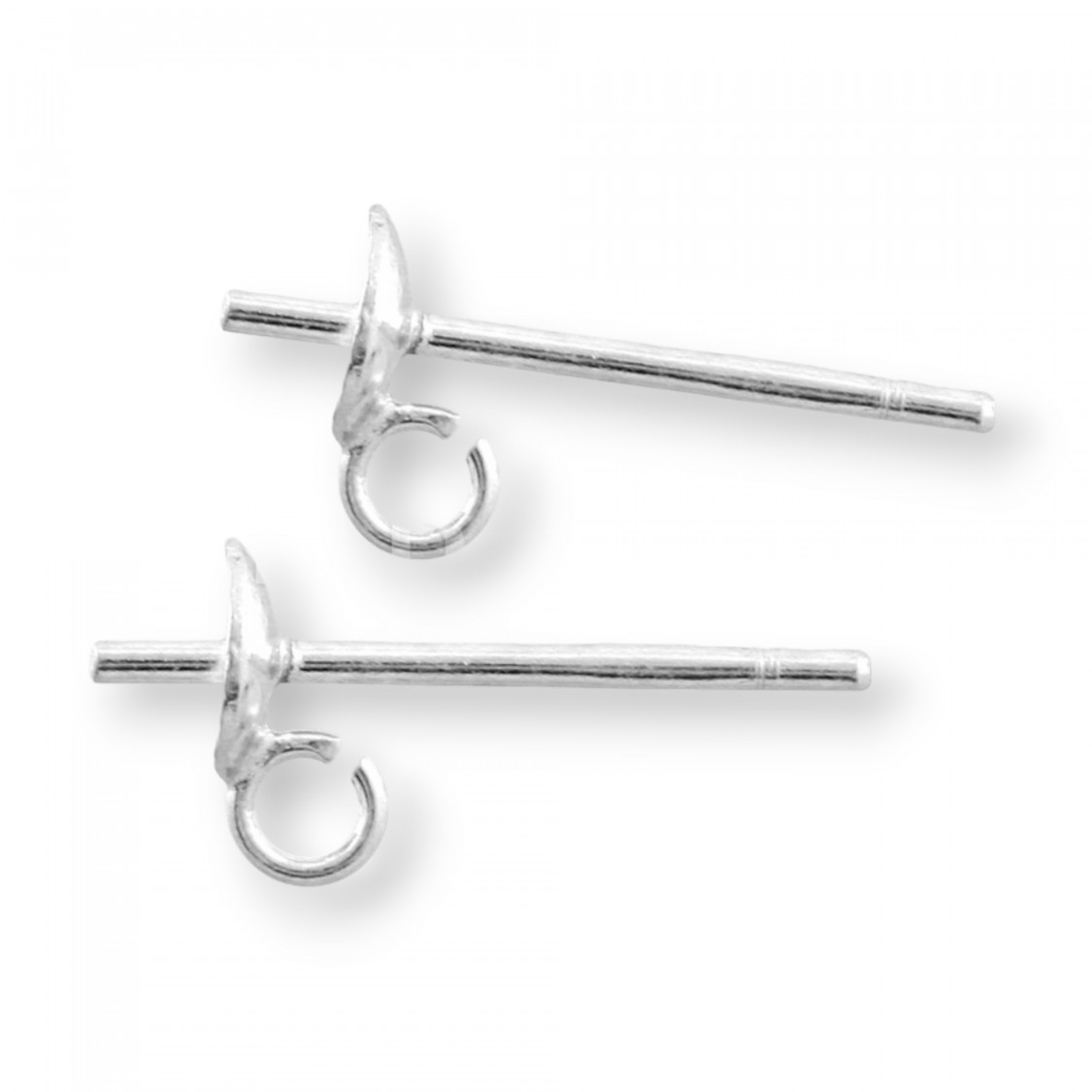 925er Silber Ohrringverschlüsse mit 4-mm-Bindering, 10 Paar, versilbert-925 Silber Ohrringbasen | Worldofjewel.com