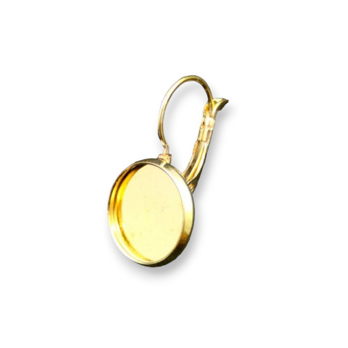 Cierres de latón para pendientes con bisel interno de 14 mm y borde de 2 mm, 12 pares, chapados en oro