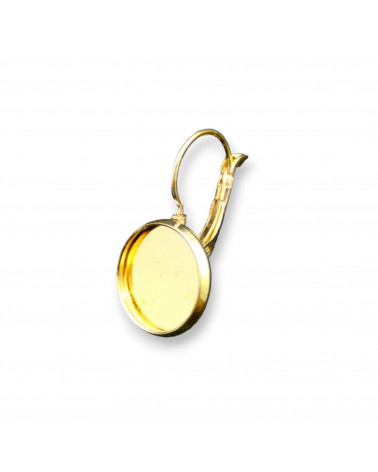 Base Per Orecchini Di Ottone A Monachella Chiusa Con Castone Interno 14mm Bordo 2mm 12 Paia Dorato-Ohrringbasen aus Messing und Bronze | Worldofjewel.com