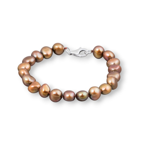 Armband aus 925er Silber mit Flussperlen und Karabinerverschluss