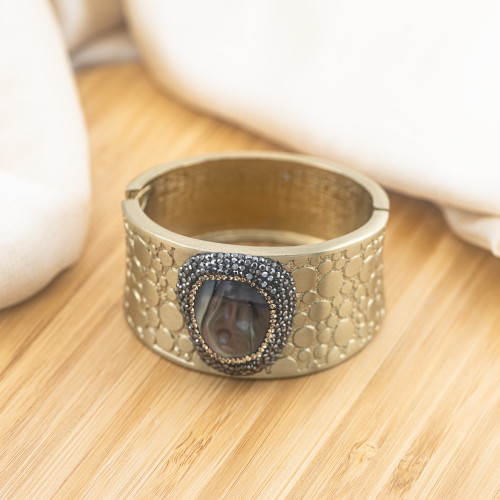 Bracelet en bronze avec pierres et marcassite dorée MOD.576