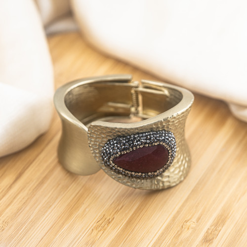 Bracelet en bronze avec pierres et marcassite dorée MOD.577