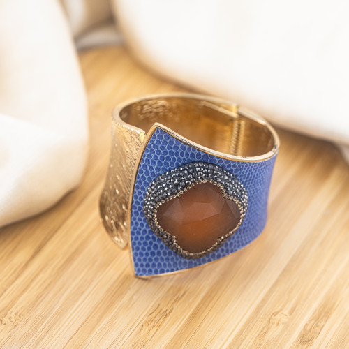 Pulsera de Bronce con Piedras y Marcasita Dorada MOD.578