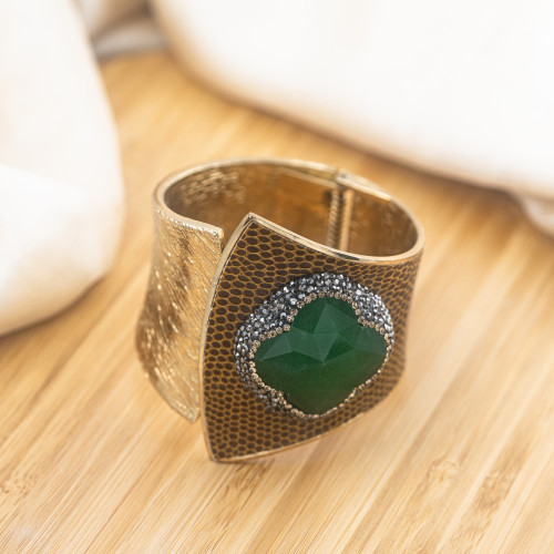 Pulsera de Bronce con Piedras y Marcasita Dorada MOD.581