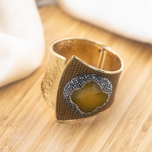 Pulsera de Bronce con Piedras y Marcasita Dorada MOD.584