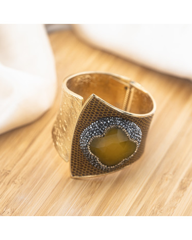 Bracciale in Bronzo Con Pietre e Marcasite Dorato MOD.584-BRACCIALI BIJOUX | Worldofjewel.com