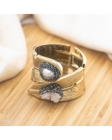 Bracciale in Bronzo Con Pietre e Marcasite Dorato MOD.586-BRACCIALI BIJOUX | Worldofjewel.com