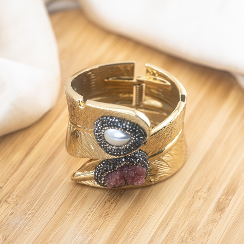 Bronze Bracelet with Stones and Golden Marcasite MOD.590