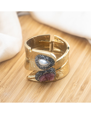 Bracciale in Bronzo Con Pietre e Marcasite Dorato MOD.590-BRACCIALI BIJOUX | Worldofjewel.com