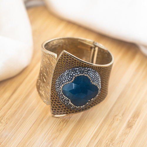 Pulsera de Bronce con Piedras y Marcasita Dorada MOD.591