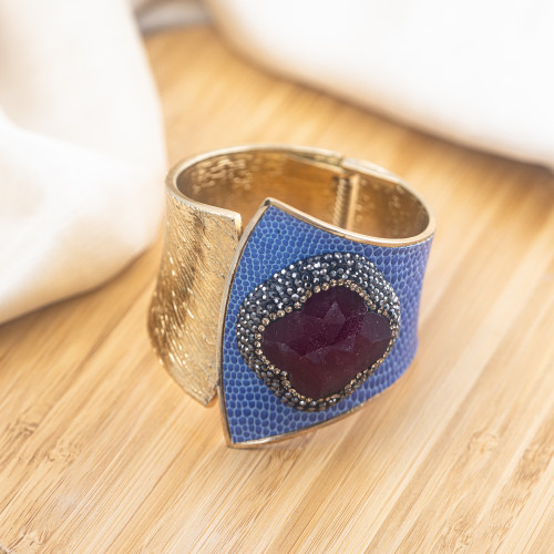 Pulsera de Bronce con Piedras y Marcasita Dorada MOD.605