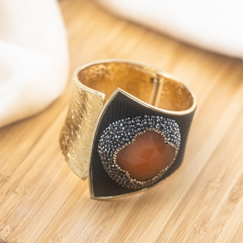 Bronze Bracelet with Stones and Golden Marcasite MOD.609