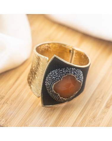 Bracciale in Bronzo Con Pietre e Marcasite Dorato MOD.609-BRACCIALI BIJOUX | Worldofjewel.com